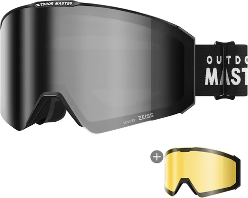 OutdoorMaster - Gafas de esquí Falcon con lente de ZEISS, gafas de snowboard OTG antiempañamiento, lente intercambiable magnética, gafas de nieve
