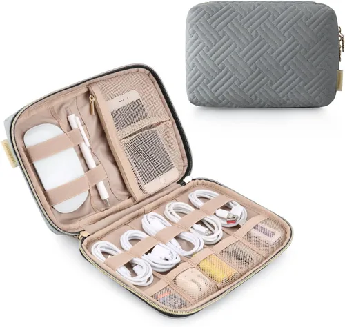 Miniatura 9 de BAGSMART Estuche organizador de electrónica grande de viaje, artículos esenciales de viaje, organizador de cables, bolsa organizadora de cables