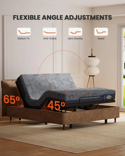 Miniatura 2 de Amada Queen - Base de cama ajustable y colchón de espuma viscoelástica de gel refrescante de 14 pulgadas, masaje, inclinación de cabeza y pies