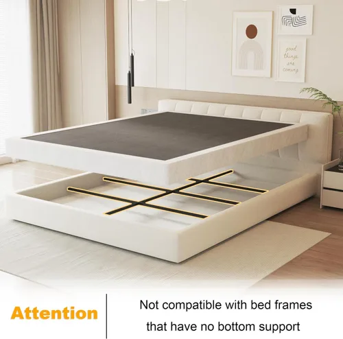 Miniatura 4 de NHODIR Base de cama de metal resistente de 5 pulgadas con resorte, sin ruido y sin herramientas, fácil montaje, base de soporte de colchón para cama