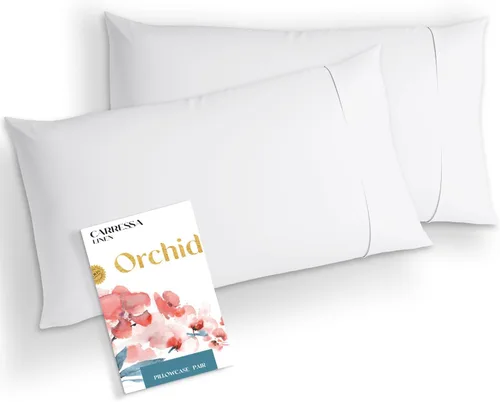Miniatura 12 de Carressa Linen Juego de 2 fundas de almohada estándar 100% algodón egipcio, de la serie 1000, fundas de almohada de lujo de la colección Orquídeas