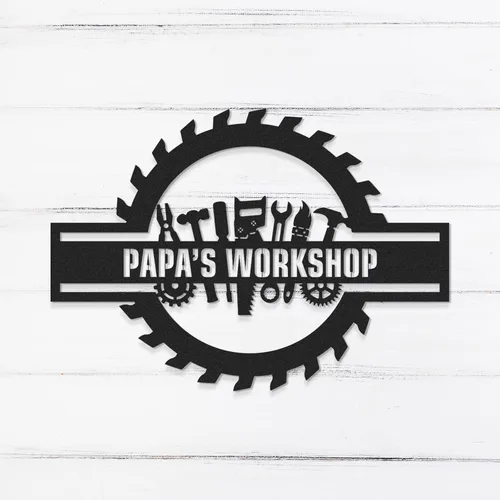 Miniatura 11 de Letreros de garaje personalizados, letrero de metal con nombre personalizado para taller, letreros de taller de diseño de automóviles, arte de pared