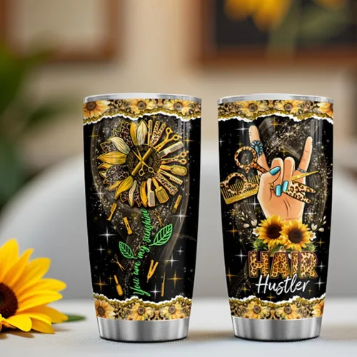 Miniatura 6 de Hair Hustler - Vaso de acero inoxidable de 20 onzas con texto en inglés "You Are My Sunshine", regalos de girasol para estilistas, regalos