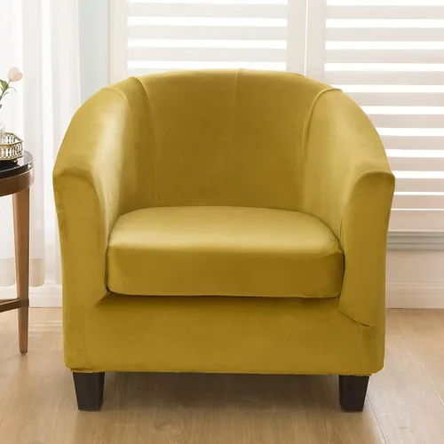Miniatura 13 de ele ELEOPTION Funda de terciopelo para silla de club, 2 piezas, funda protectora de muebles con parte inferior elástica, funda de sofá súper suave 01