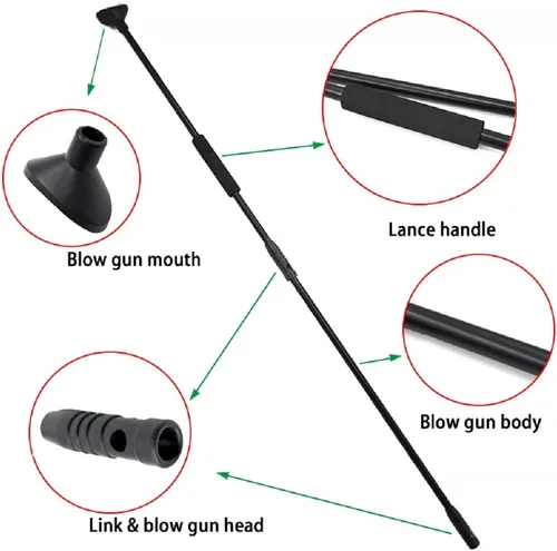 Miniatura 2 de Piaoyu Black Air Blow Gun Slingshot con tubo de conexión y 10 dardos de aguja de metal, pistola táctica exclusiva de velocidad adecuada para adultos