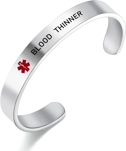 Miniatura 30 de LoEnMe Jewelry Pulseras de alerta médica personalizadas para hombres y mujeres, personalizable, grabado gratuito, acero inoxidable, pulsera