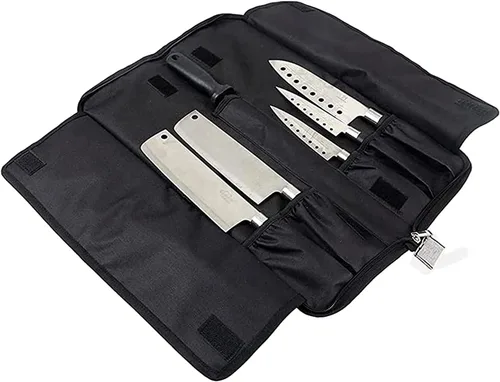 Miniatura 2 de Bolsa de rollo para cuchillos de chef, bolsa de cuchillo de chef Oxford resistente, estuche portátil para cuchillos de chef de 13 ranuras, Gris