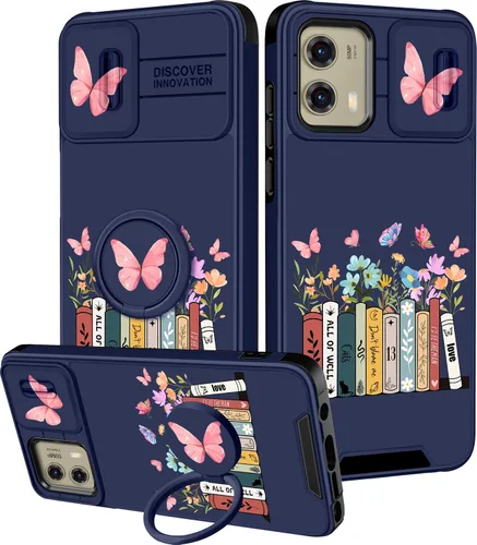 Miniatura 53 de Funermei Funda para Moto G Play 4G 2024 – Funda para teléfono para mujeres y niñas, diseño único de gato y libros, diseño único con funda