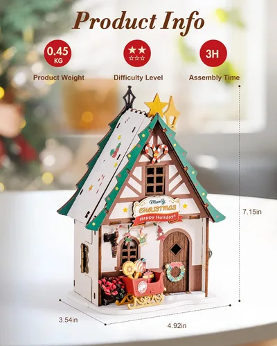 Miniatura 5 de Rolife Kit de casa de muñecas en miniatura de madera, kit de bricolaje de casa de madera en miniatura para adultos para construir, rompecabezas