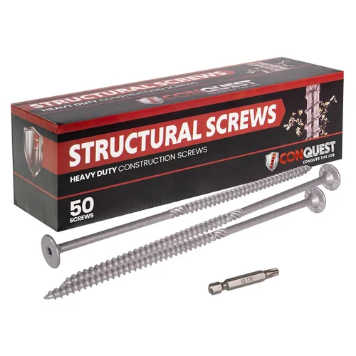 Miniatura 10 de Conquest Tornillos estructurales para madera, 0.275 x 14 pulgadas, certificados ICC, tornillos de cabeza plana autorroscantes T30 Star Drive