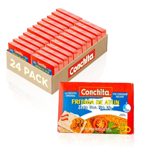 Conchita Zesty - Salsa de pescado de atún, 4 onzas, sabor a mariscos atrevido, ideal para galletas, panes y verduras (paquete de 25)