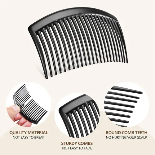 Miniatura 5 de 6 peines laterales de pelo de 3.15 pulgadas con 3 colores, peine de peluquero profesional para peinar y arreglarse, peines franceses para bodas