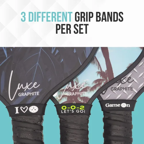 Miniatura 7 de Palms-O-Aces Juego de 3 bandas de agarre para paleta de pickleball – Bandas de silicona para paletas de pickleball para asegurar sobreempuñaduras e