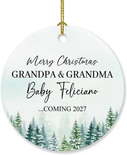Miniatura 21 de Adorno personalizado para bebé que llega 2027, adorno de Navidad de Bump, elige el nombre del bebé y el año de Navidad para el nuevo abuelo abuela