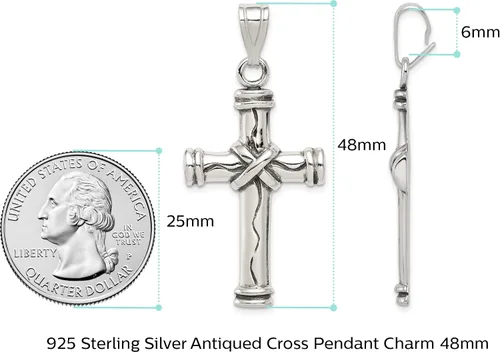 Miniatura 4 de Dije de plata de ley 925 maciza con colgante de cruz antigua 1890in x 0866in regalos de joyería para mujeres esposa mamá regalos para hombres esposo