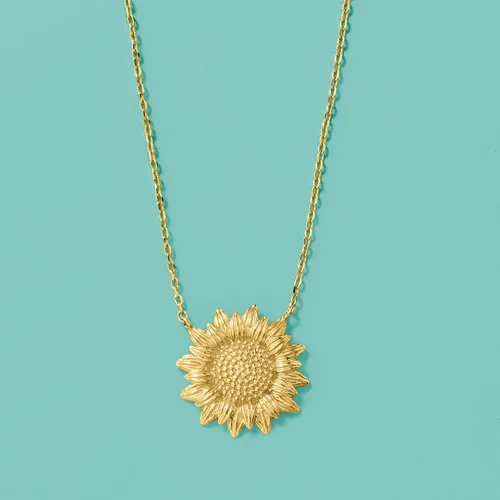 Miniatura 3 de Ross-Simons Collar de girasol de oro amarillo de 14 quilates. 18 pulgadas, Oro, No es una piedra preciosa