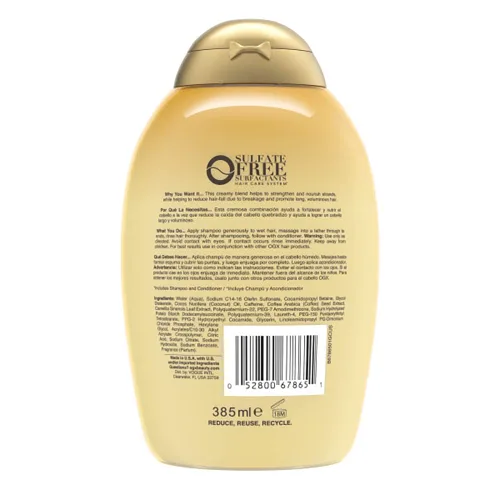 Miniatura 2 de OGX Champú fortalecedor anticaídas y cafeína de coco con cafeína, aceite de coco y extracto de café, 13 onzas líquidas