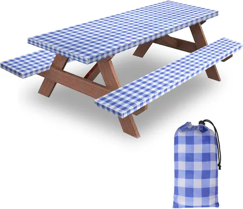 Miniatura 27 de Funda para Mesa y Banco de Picnic de 5 Pies, Esenciales de Camping Equipo para RV, 60 Pulgadas Impermeable Resistente al Viento Mantel Exterior