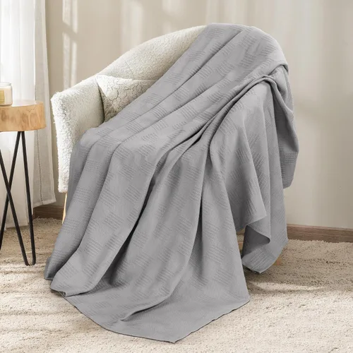 Miniatura 24 de Utopia Bedding Manta térmica 100% algodón, suave, ligera, transpirable, acogedora manta de primavera y verano para cama, decoración del hogar