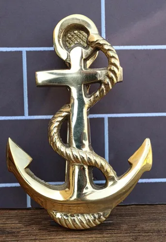 Miniatura 9 de Ebros Gift Escultura de metal de latón dorado marino náutico marinero ancla puerta de la alabanza con placa llamativa integrada 5.5 pulgadas