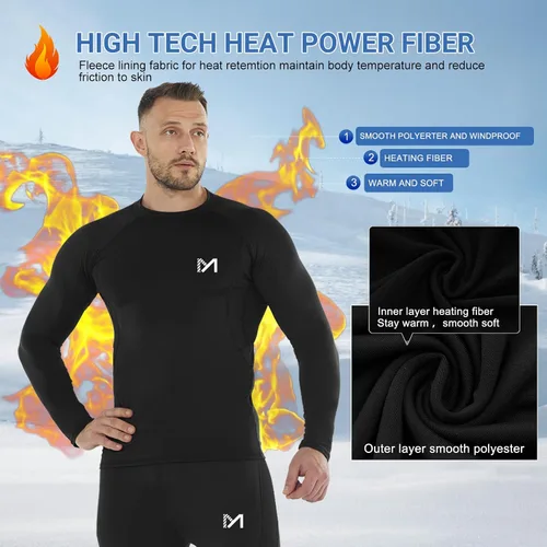 Miniatura 15 de MEETWEE Paquete de 4/5 camisas de compresión térmica para hombre, manga larga, forro polar, capa base, equipo de entrenamiento de invierno