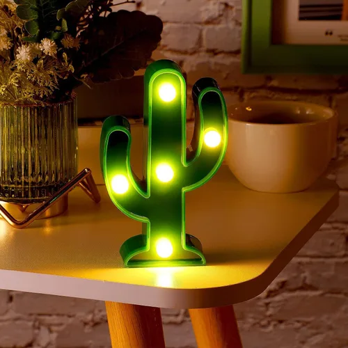 Miniatura 3 de Letrero de neón de cactus para decoración de mesa de pared, decoración de mesa de pared con luces LED de neón para dormitorio, feliz cumpleaños