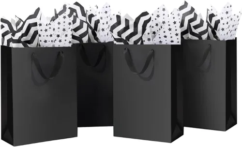 Miniatura 21 de 10 bolsas de regalo con papel de seda de 8 x 4 x 11 pulgadas. Kraft 8
