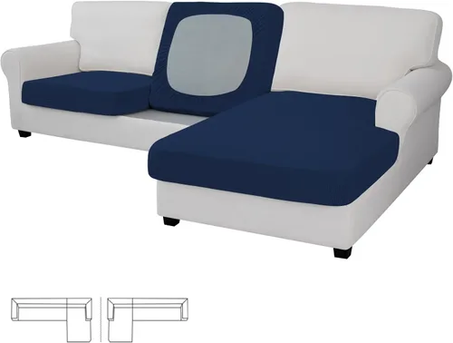 Miniatura 156 de Easy-Going - 4 Fundas de cojín elásticas para sofá seccional, izquierda/derecha, en forma de L, funda de asiento antideslizante, suave, flexible