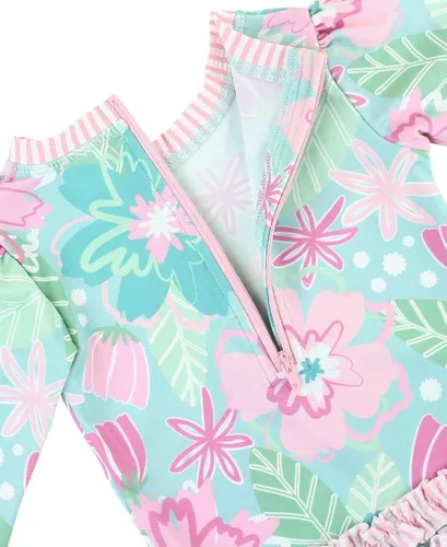 Miniatura 7 de RuffleButts - Traje de baño de manga larga, de una pieza, para bebéniñas, con protección solar UPF 50+