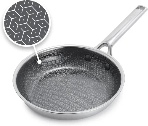 GreenPan Hybrid - Sartén antiadherente de acero inoxidable de 8 pulgadas, sartén de cerámica de tres capas APEX Thermobond sin PFAS, compatible con