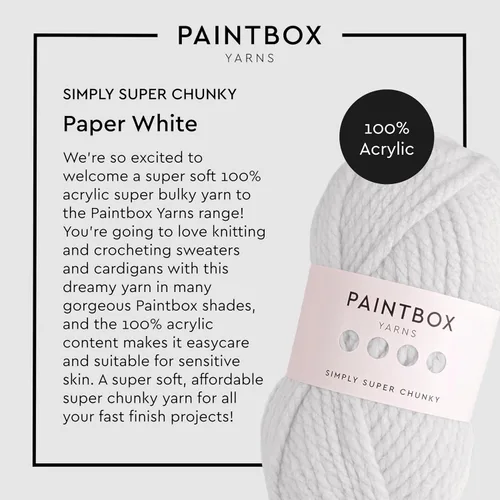 Miniatura 2 de Paintbox Yarns Simply Super Chunky Yarn - Hilo grueso de 3.53 onzas, 66 yardas, lana blanca para ganchillo o tejer, suave, acogedor para mantas