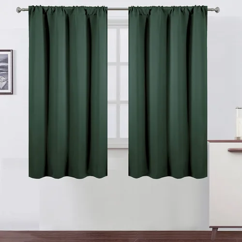 Miniatura 105 de LEMOMO Cortinas opacas negras para cocina, 42 x 45 pulgadas, juego de 2 paneles de cortinas opacas con bolsillo para cortinero para ventana pequeña
