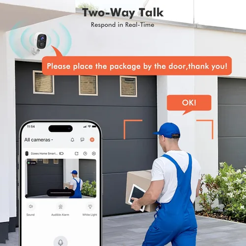 Miniatura 5 de Cámaras de seguridad Dzees inalámbricas para exteriores - Foco y sirena, cámaras WiFi de 2K 3MP de mejora para seguridad del hogar, detección