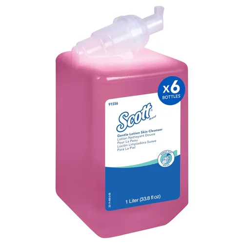 Miniatura 9 de Scott® Limpiador antiséptico de espuma para la piel (91555), repuestos de jabón manual de manos de 1.0 L, transparente, sin fragancia añadida, 1.75%