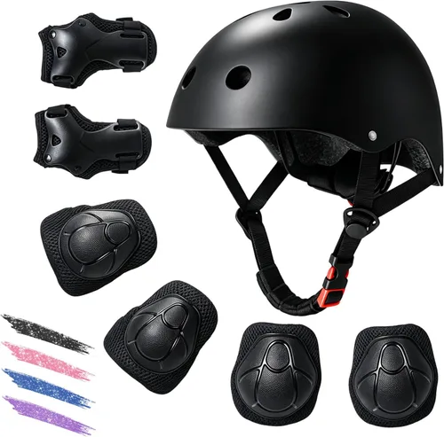 Casco de bicicleta para niños de edades 2-14, casco de seguridad ajustable para niños pequeños con juego de equipo de protección, cascos para
