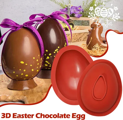 Miniatura 2 de Webake Moldes de silicona para chocolate, molde grande 3D rompible para huevos de Pascua con 1 martillo para huevos de Pascua