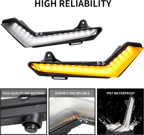 Miniatura 5 de SAUTVS Luces LED de circulación diurna mejoradas para Defender Commander, luces delanteras DRL colmillos, luces intermitentes amarillas para Can Am