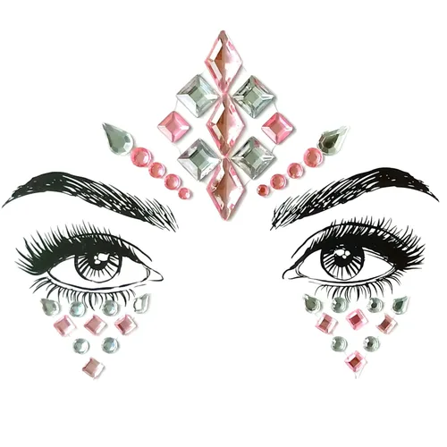 Miniatura 6 de 6 piezas de gemas faciales, joyas para la cara, calcomanías faciales, para Halloween, festivales de música, fiestas, rave, carnaval, fiesta de 6