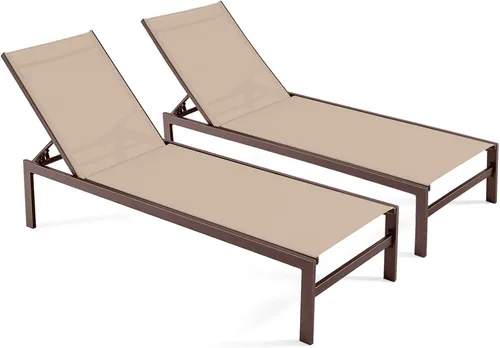 Miniatura 16 de Tangkula Tumbona de aluminio para patio, sillón ajustable para exteriores con respaldo de 6 posiciones, marco de aluminio resistente, tela Negro