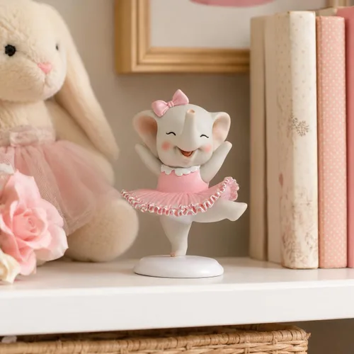 Miniatura 3 de Comfy Hour Figura de elefante de bailarina bailarina de 5 pulgadas, estatua de animal caprichosa en tutú rosa, coleccionable decorativa