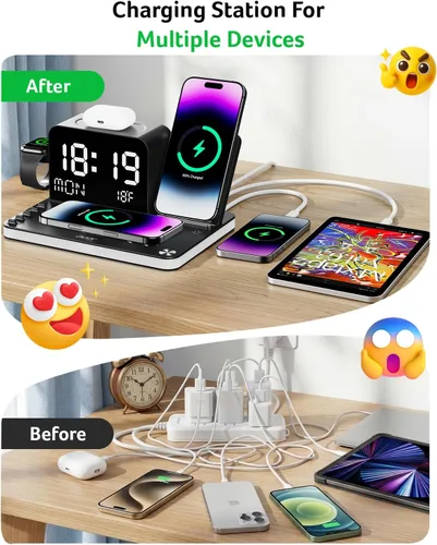 Miniatura 4 de Acer Estación de carga inalámbrica 7 en 1: Soporte de carga para múltiples dispositivos para Apple - iPhone 16 15 14 13 12 Pro Max Apple Watch