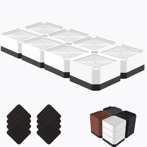 Miniatura 8 de Elevadores de cama resistentes, bloques elevadores de muebles ajustables de 1.5, 3, 4.3 pulgadas para patas de sofá, mesa, escritorio, refrigerador