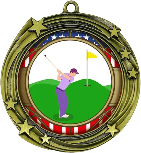 Miniatura 2 de All Quality Medalla de diseño de estrellas en remolino de golf - 1º, 2º, 3er lugar
