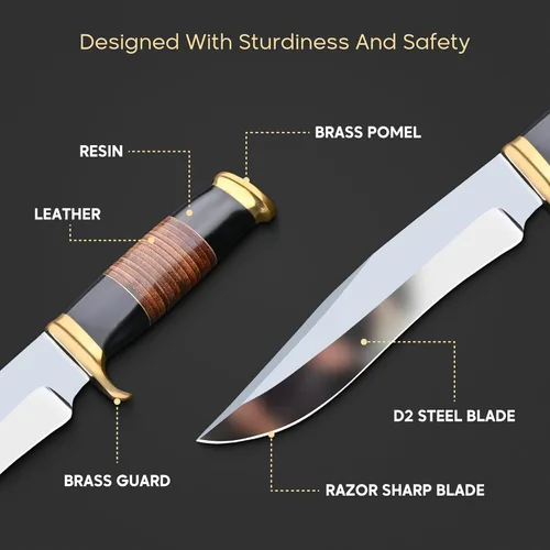 Miniatura 2 de Cuchillo Bowie Crocodile Dundee de 18" - Hoja Fija - Supervivencia - Cuchillo de Caza - Cuchillo Táctico con Funda para Acampada, Exterior, 18" Paka