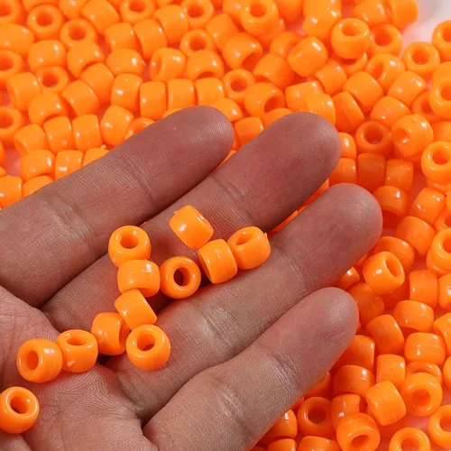 Miniatura 3 de Gxueshan 1000 piezas Cuentas de poni acrílicas de un solo color 6x9mm, cuentas de poni a granel para hacer pulseras, cuentas de plástico, cuentas
