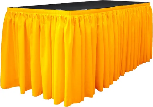 Miniatura 11 de LA Linen Falda de mesa de popelina de poliéster para mesas rectangulares, tela plisada para banquetes de boda, 14 pies por 29 pulgadas de largo