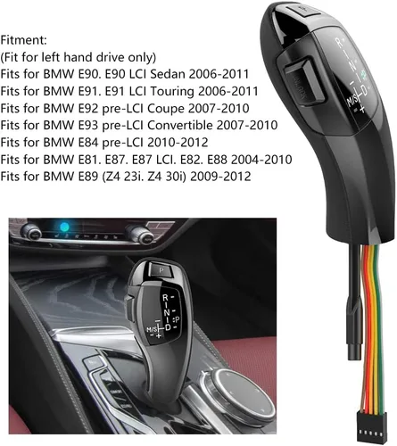 Miniatura 2 de Kit de actualización automático LED para palanca de cambios LHD para accesorios de automóvil BMW E90 E91 E93 E81 E82 E84 E87 E88 E89 de carbono