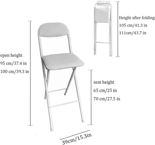 Miniatura 3 de Taburetes de bar plegables – Sillas plegables portátiles con asientos acolchados – Silla plegable alta para bar, oficina y más – Fácil de almacenar