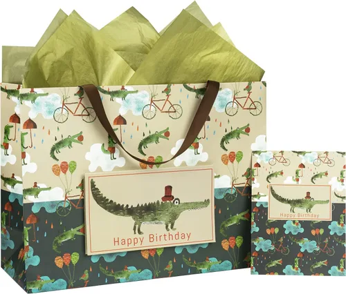 Miniatura 9 de MAYPLUSS Bolsa de regalo grande de Pascua de 13 pulgadas con tarjeta de felicitación y papel de seda, pollos rosados, letras de Pascua, bolsa
