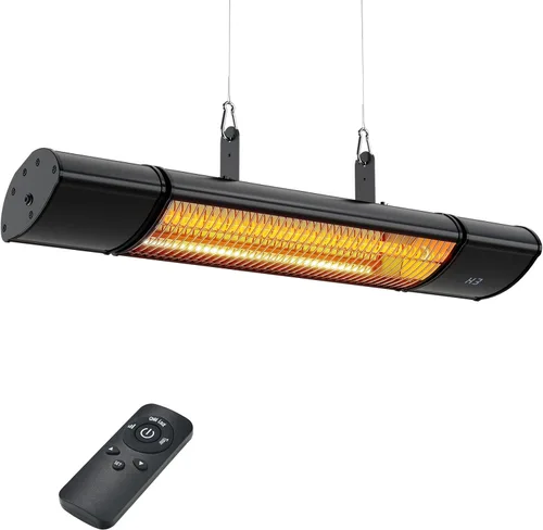 Calentador eléctrico colgante de patio con control remoto, control de temperatura integrado, montado en la pared o en el techo, apto para